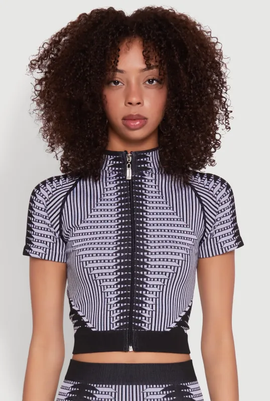 Seamless Geometric Patterned Zip Front Top sold by Rainbow