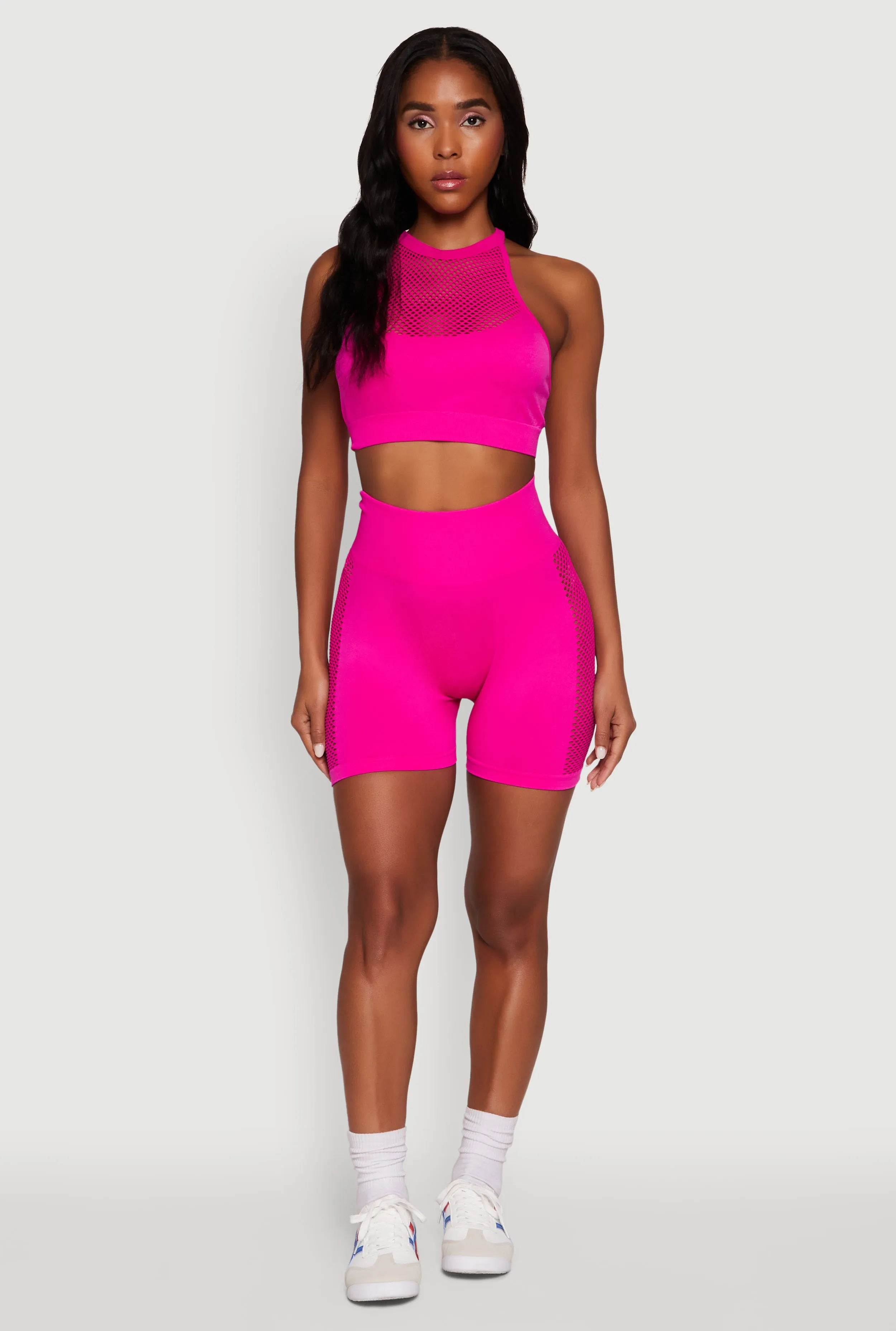 Seamless High Waisted Bike Shorts with Laser Cut sold by Rainbow product image thumbnail 3