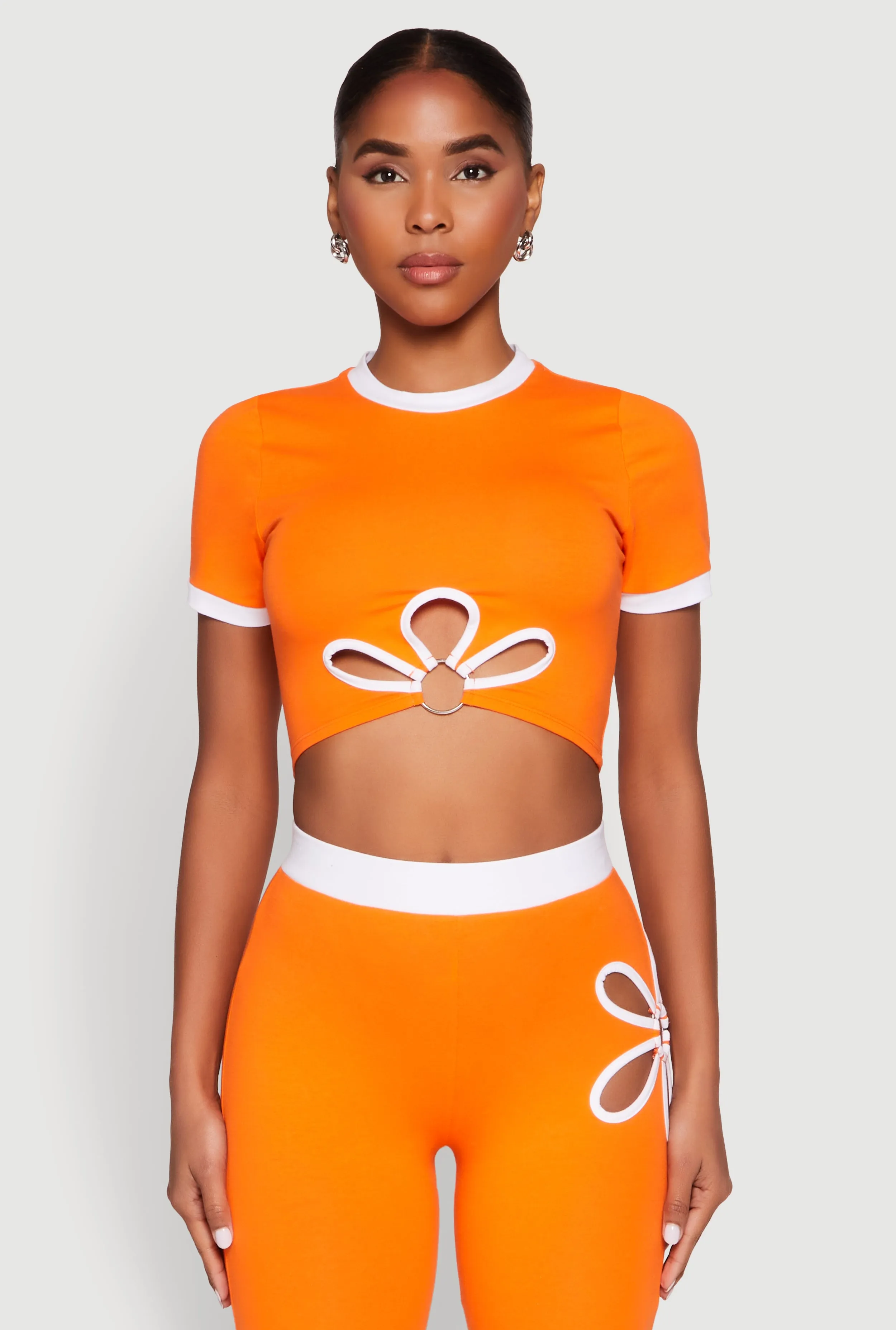 Contrast Trim O Ring Cut Out Crop Top sold by Rainbow product image thumbnail 3