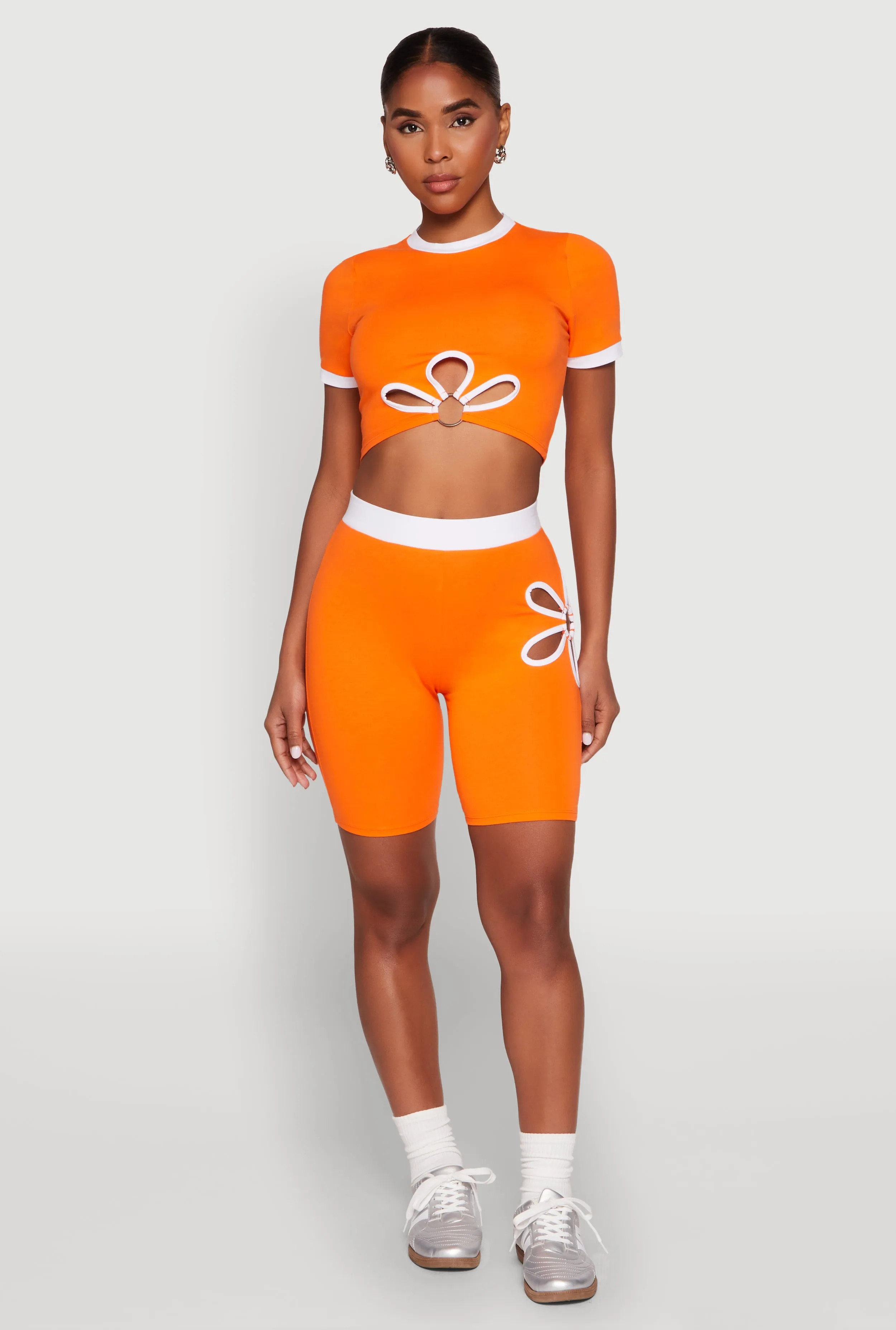 O Ring Flower Cut Out Biker Shorts sold by Rainbow product image thumbnail 3