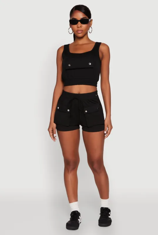 High Waist Cargo Pocket Sweatshorts sold by Rainbow