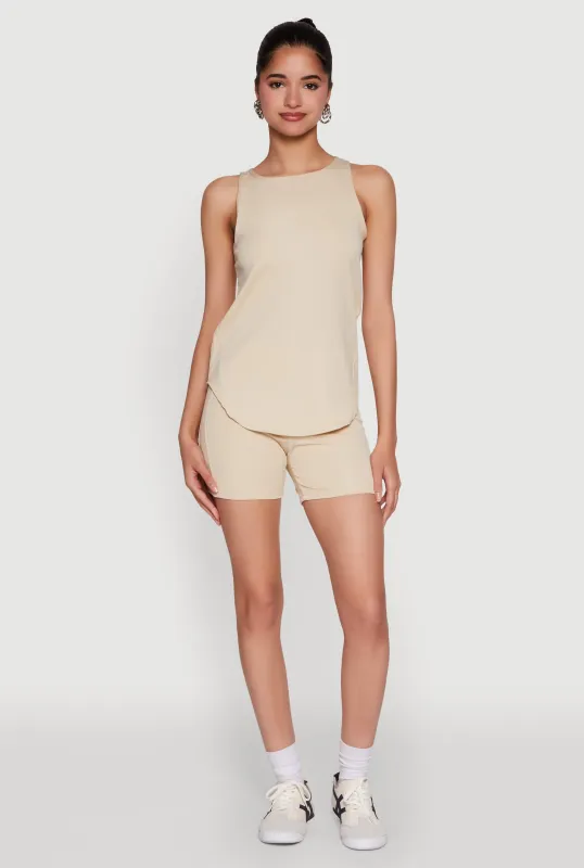 Stylish Mesh Detail High Waisted Bike Shorts sold by Rainbow