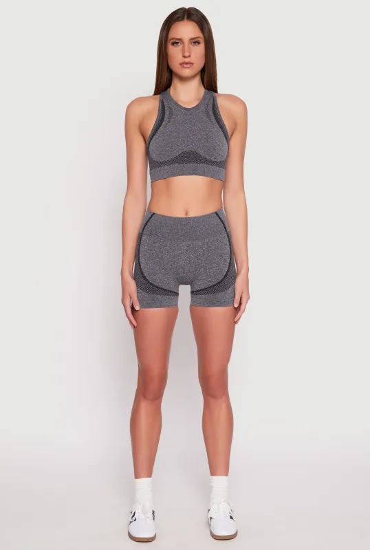 Seamless Contrast Detail Biker Shorts sold by Rainbow