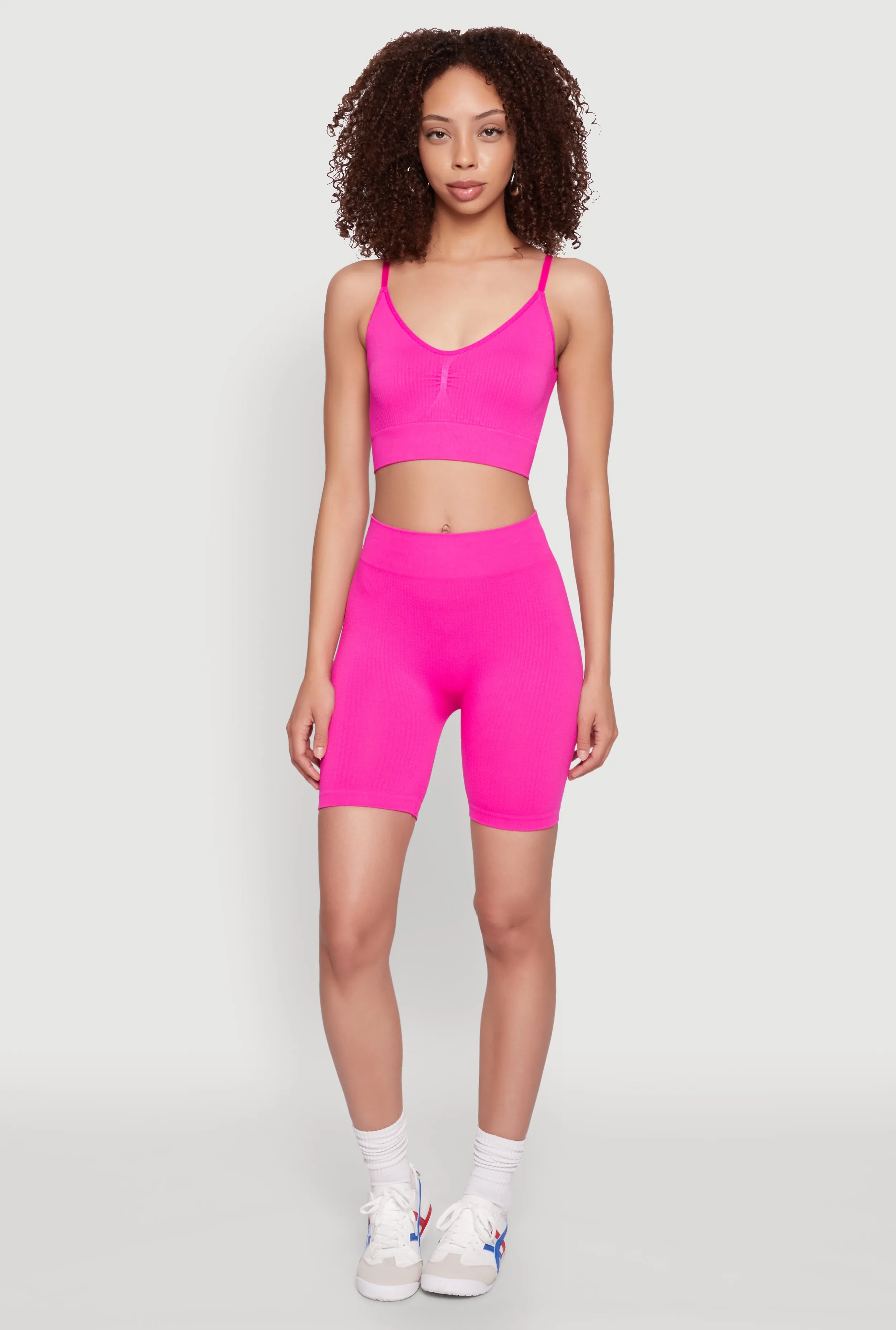 Seamless High Waisted Textured Knit Bike Shorts sold by Rainbow product image thumbnail 2