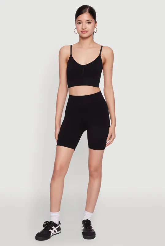 Seamless High Waisted Textured Knit Bike Shorts sold by Rainbow