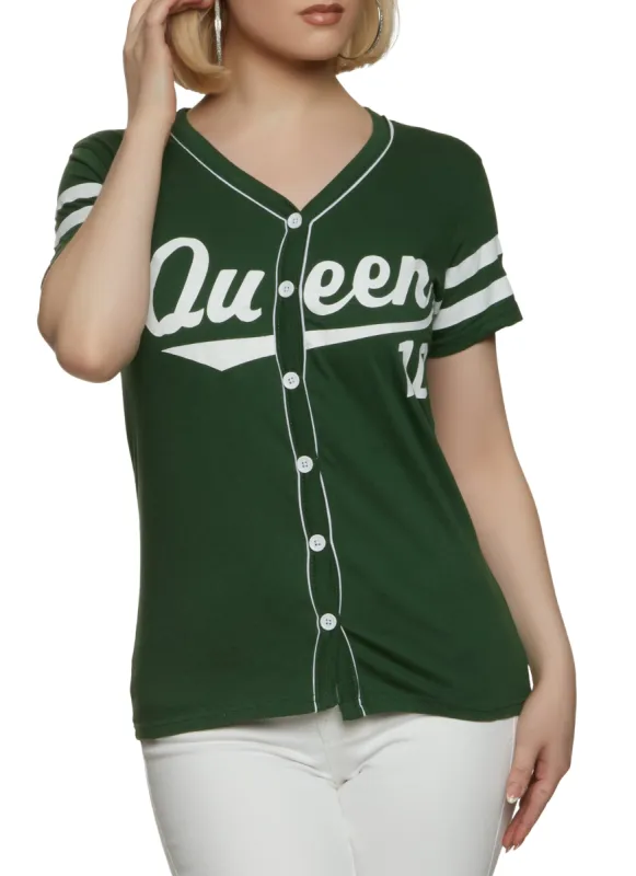 Queen 10 Varsity Stripe Baseball Jersey sold by Rainbow