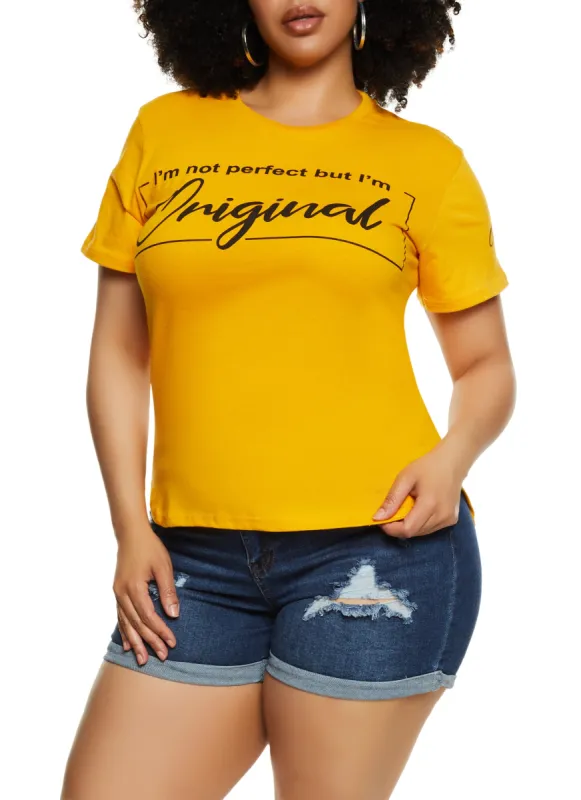 Plus Size Not Perfect But Im Original Graphic Tee sold by Rainbow