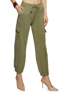 Faux Suede Drawstring Joggers sold by Rainbow