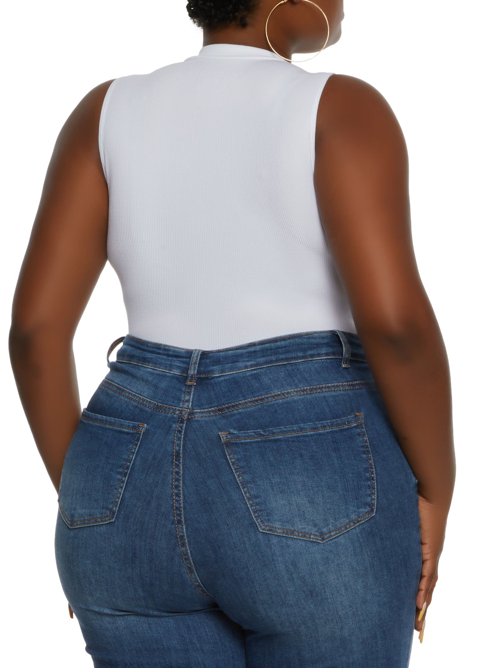 Plus Size Seamless Mock Neck Keyhole Bodysuit sold by Rainbow product image thumbnail 3