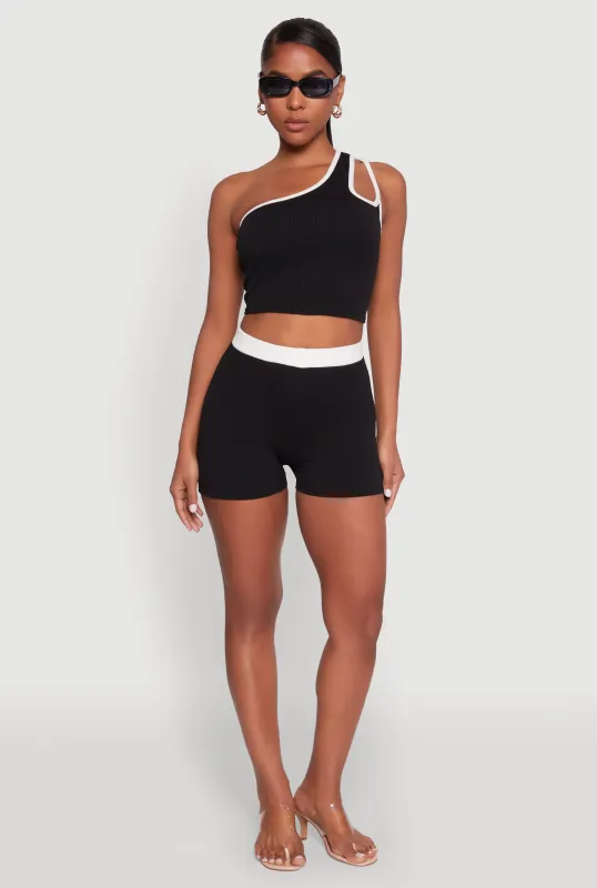 Contrast Waistband Biker Shorts sold by Rainbow