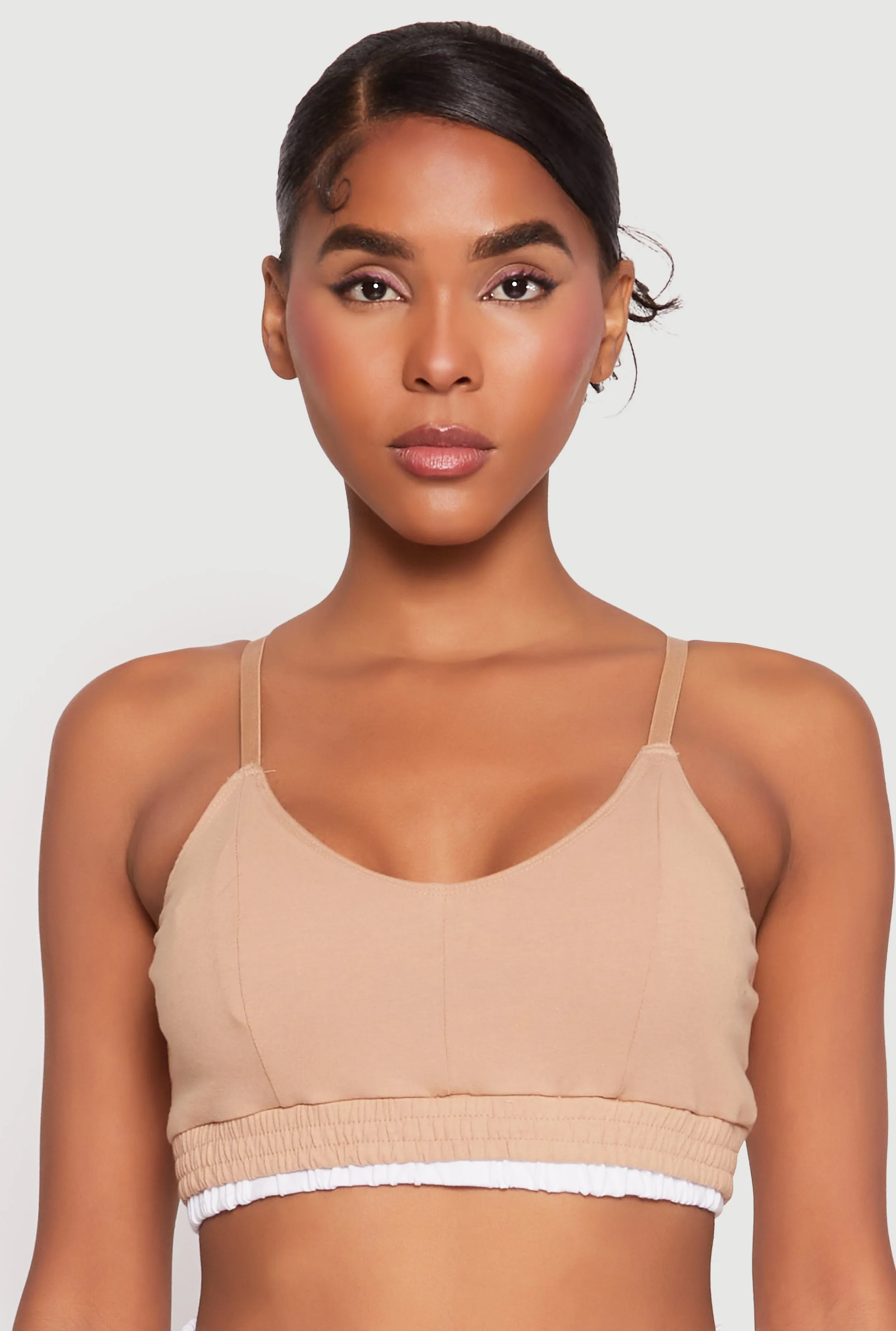 Contrast Trim Smocked Hem Crop Top sold by Rainbow product image thumbnail 4