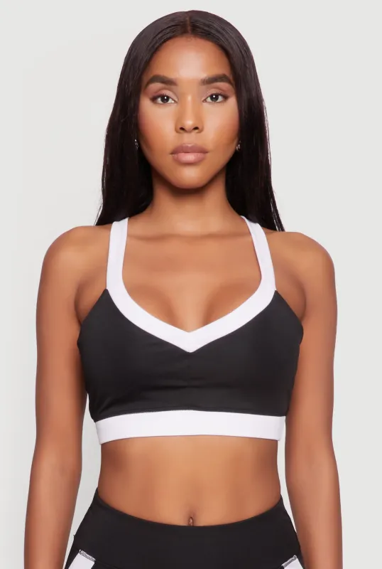 Contrast Trim Cross Back Sports Bra sold by Rainbow