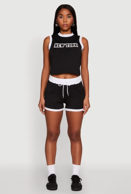 Contrast Trim Drawstring Shorts sold by Rainbow