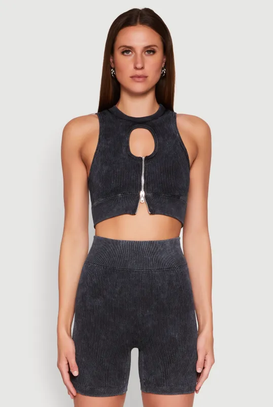 Ribbed Knit Keyhole Tank Top sold by Rainbow