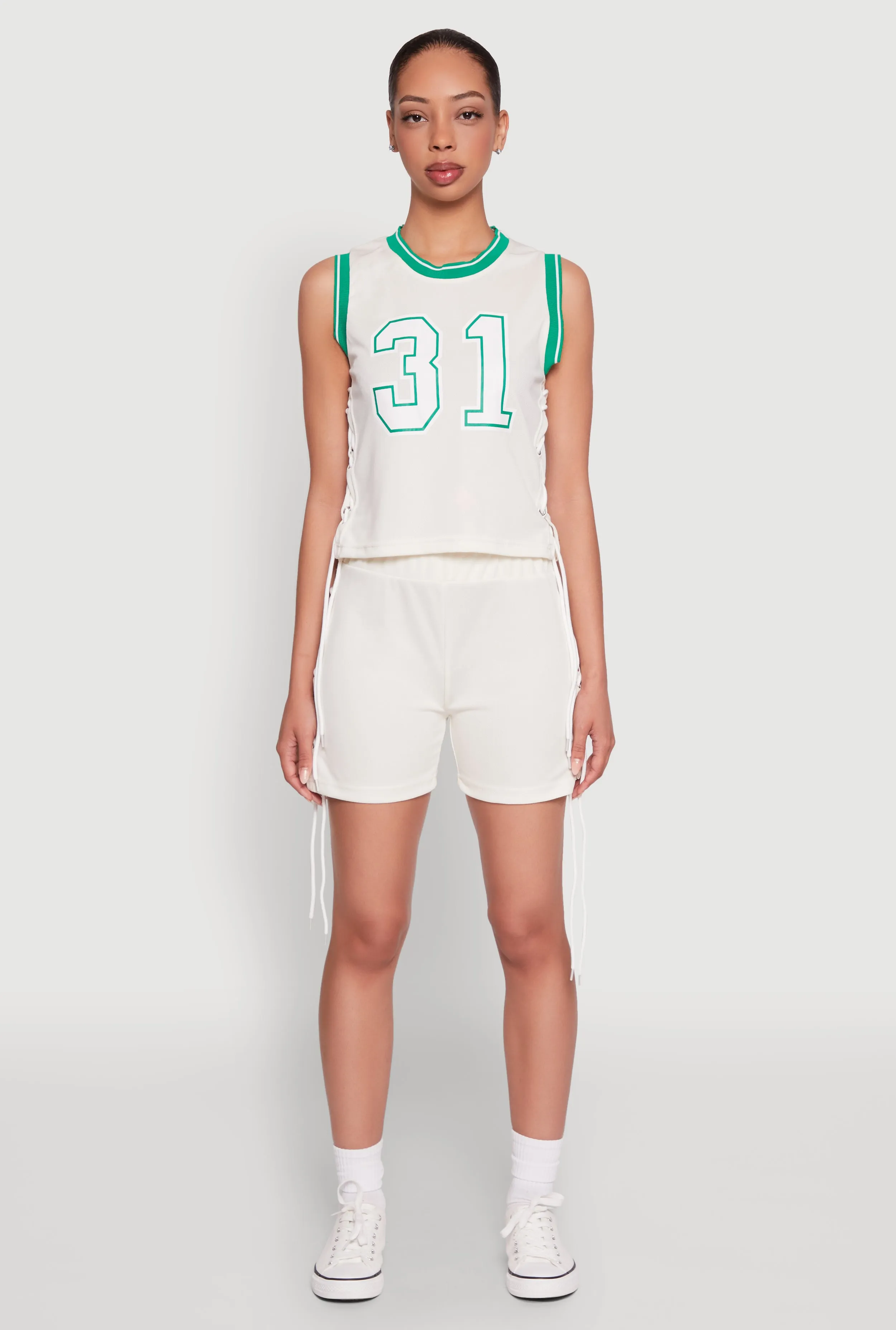 Jersey Mesh Lace Up Side Shorts sold by Rainbow