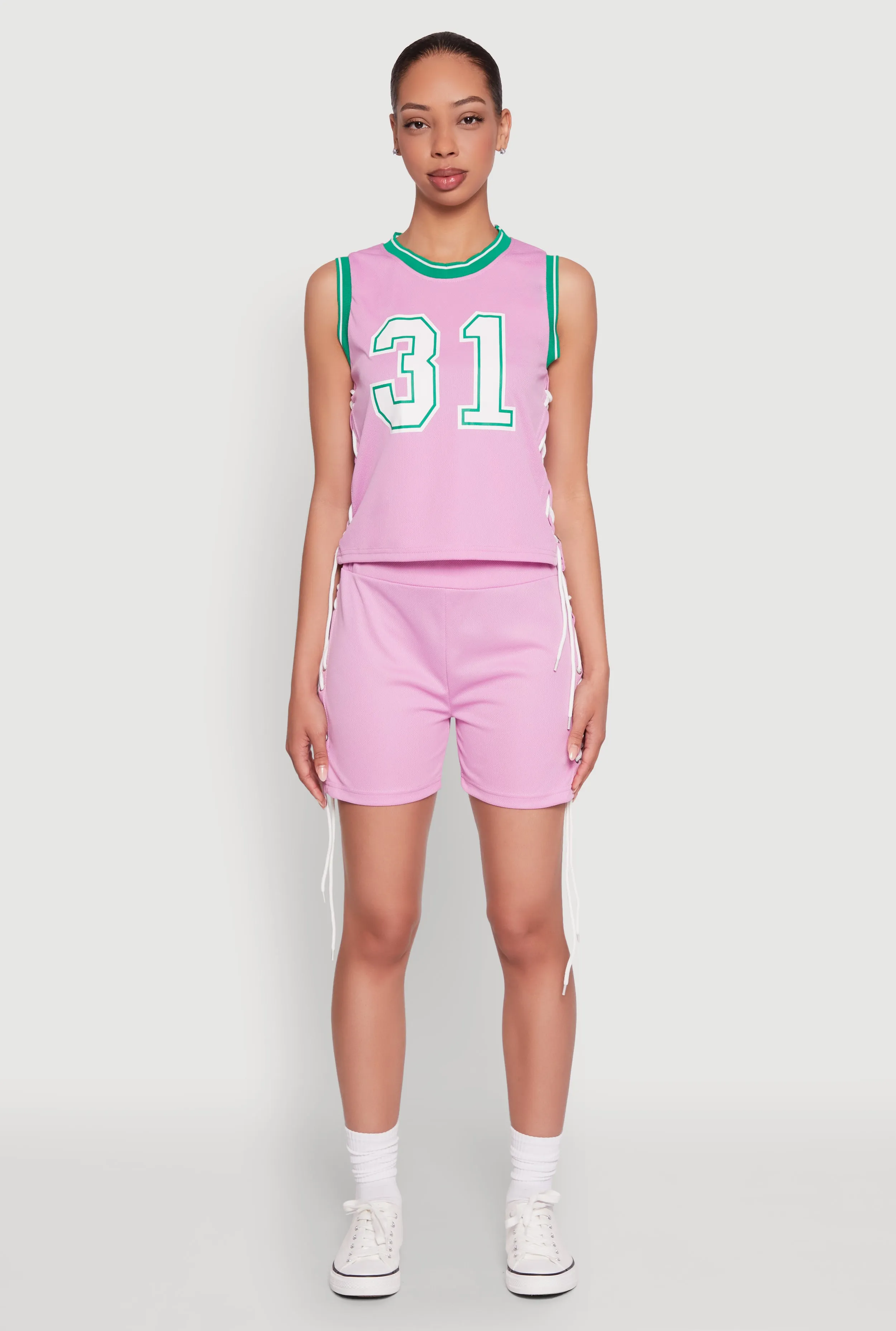 Jersey Mesh Lace Up Side Shorts sold by Rainbow product image thumbnail 2