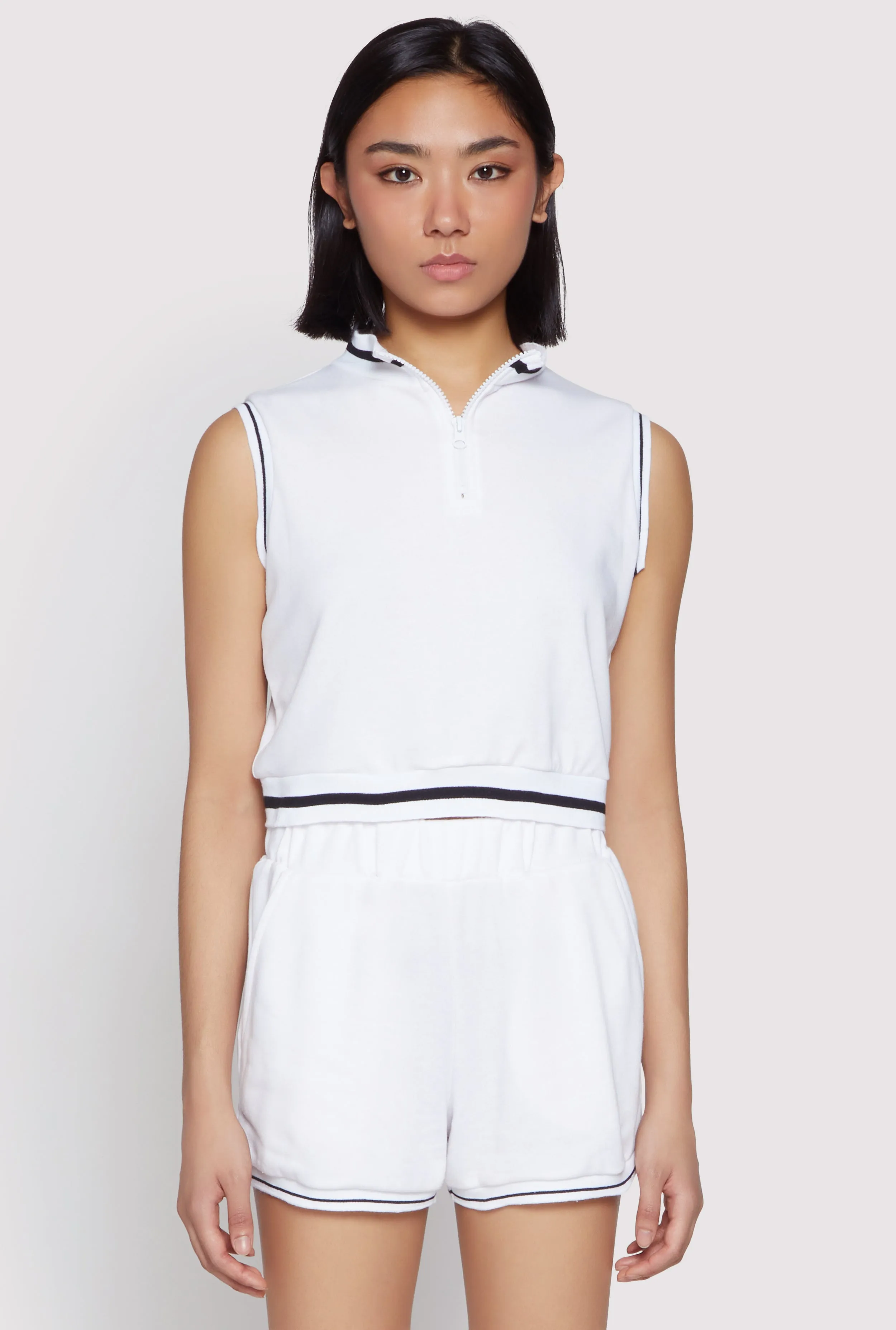 Striped Trim Sleeveless Half Zip Top sold by Rainbow product image thumbnail 4