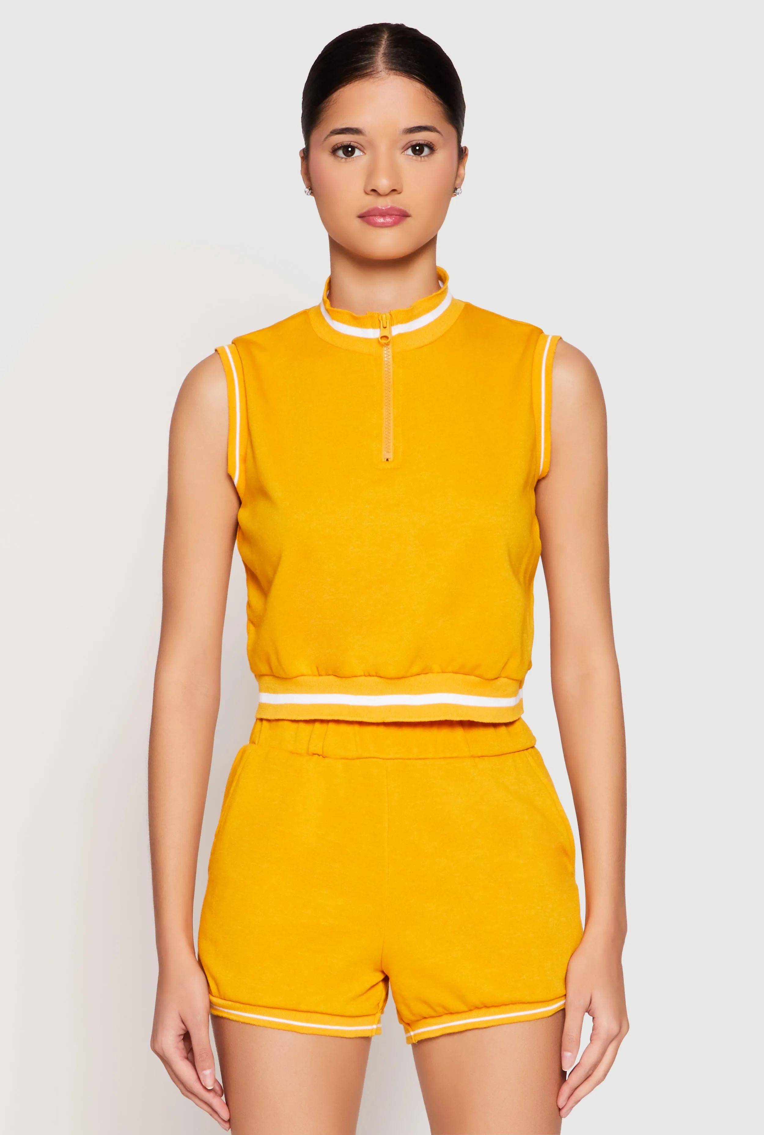 Striped Trim Sleeveless Half Zip Top sold by Rainbow product image thumbnail 3