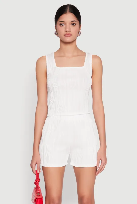 Plisse Knit Cropped Tank Top sold by Rainbow