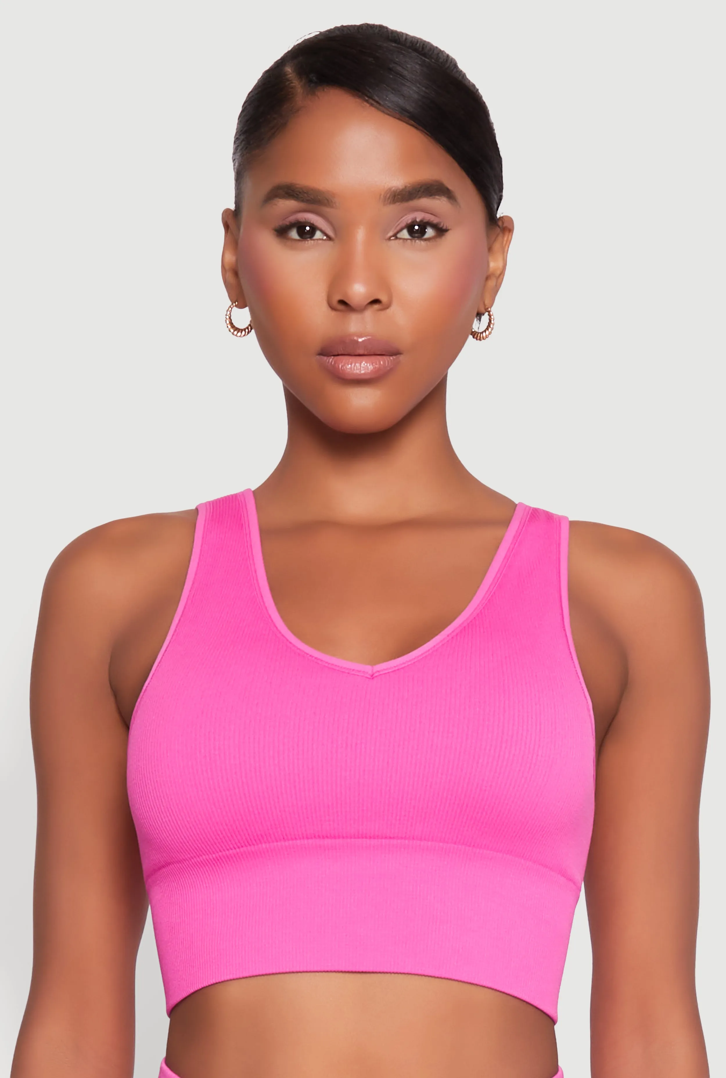 Seamless V Neck Active Crop Top sold by Rainbow product image thumbnail 4