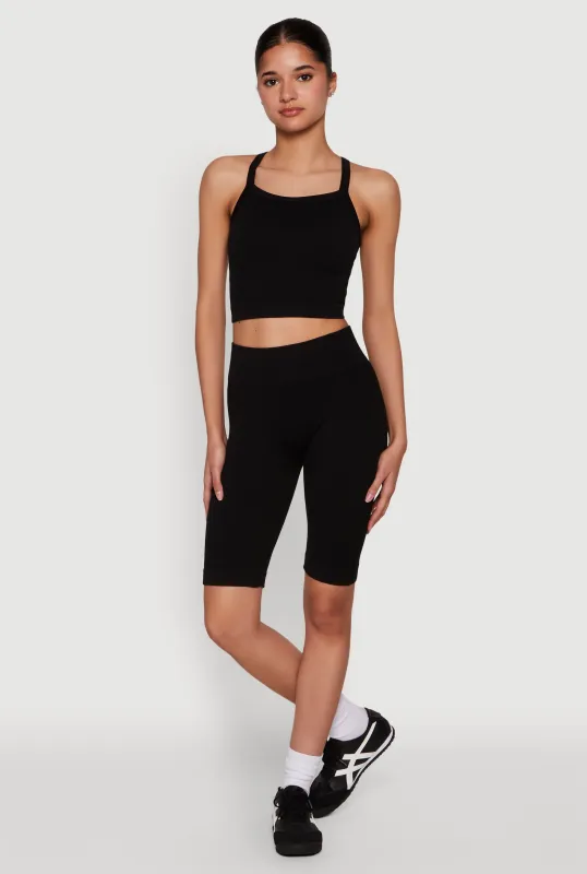 Ribbed Knit Seamless Bike Shorts sold by Rainbow