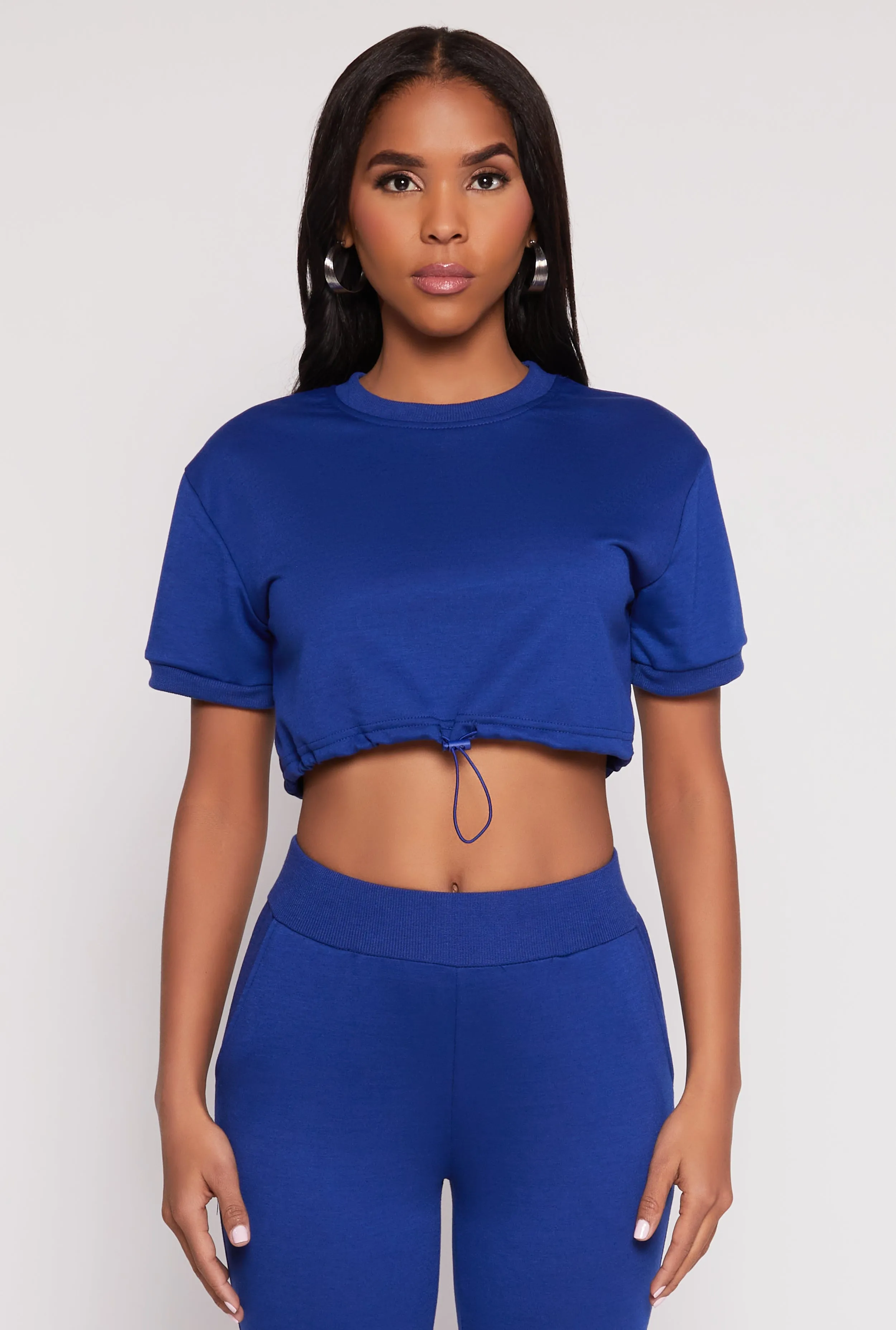 French Terry Toggle Drawstring Hem Crop Top sold by Rainbow product image thumbnail 5