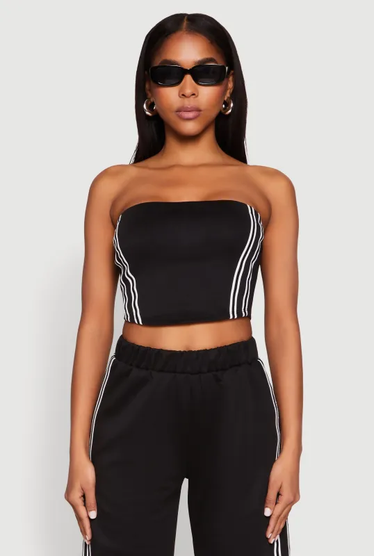 Side Varsity Stripe Tube Top sold by Rainbow
