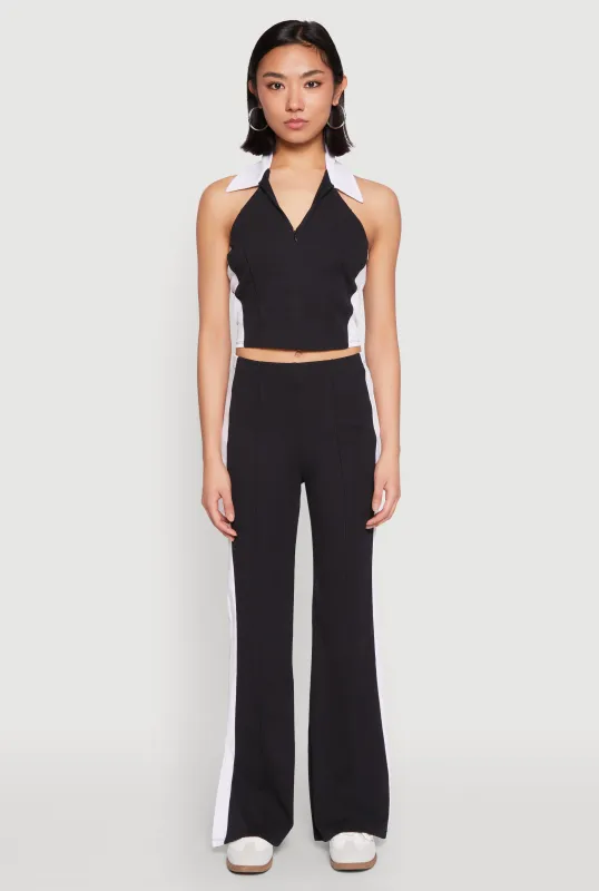 Side Stripe Slit Hem Pintuck Pants sold by Rainbow