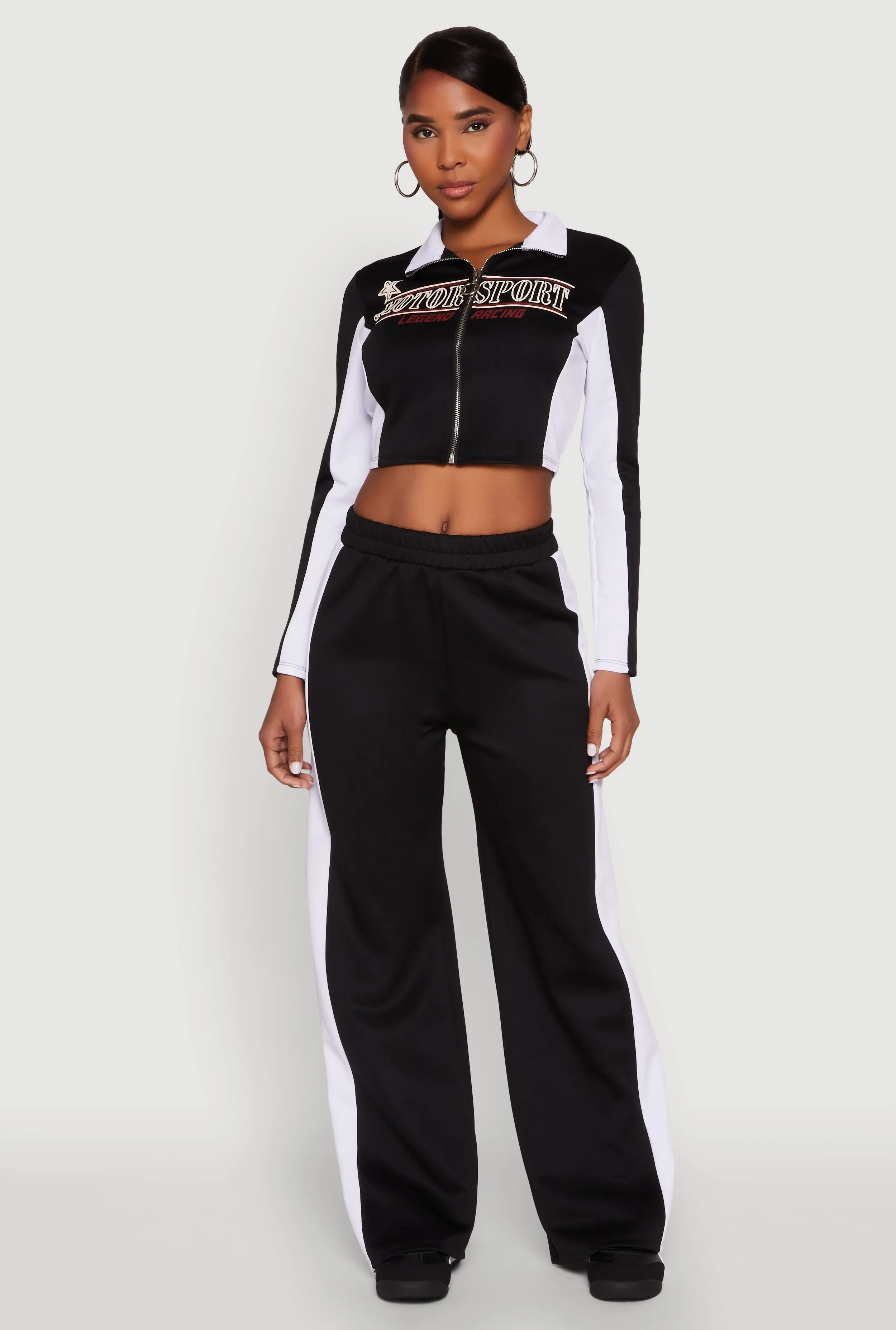 Color Block Detail Wide Leg Pants sold by Rainbow