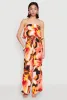Abstract Floral Print Strapless Jumpsuit sold by Rainbow
