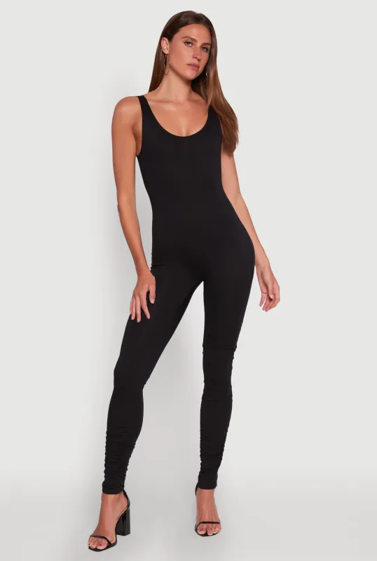 Stylish Scoop Neck Stacked Detail Catsuit sold by Rainbow