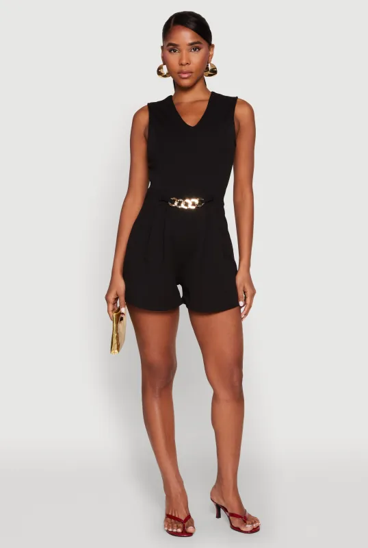 Chain Link Detail Romper sold by Rainbow