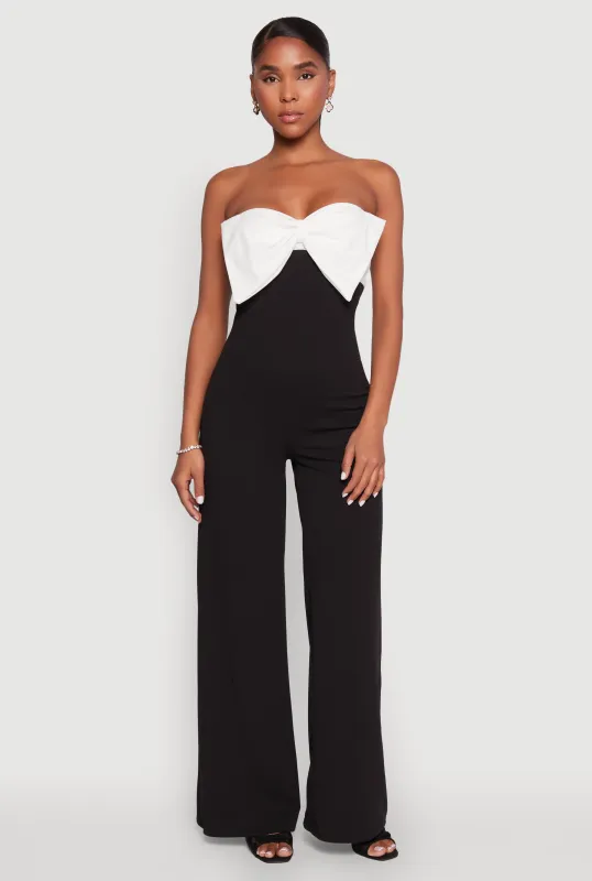 Color Block Bow Strapless Jumpsuit sold by Rainbow