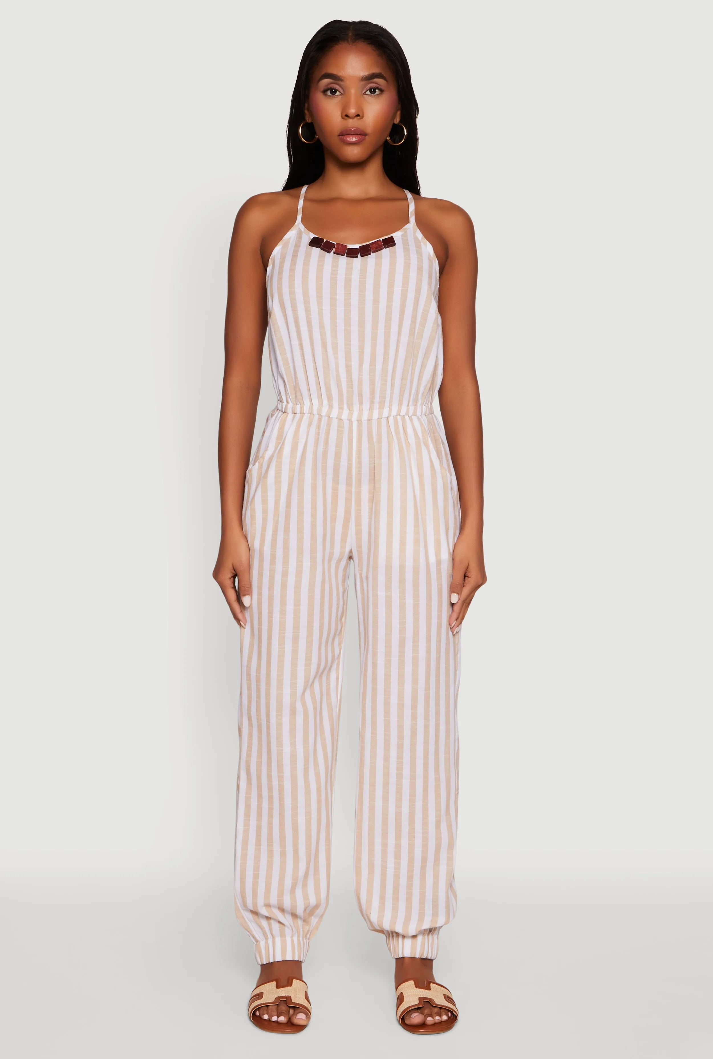 Wooden Beaded Detail Striped Jumpsuit sold by Rainbow product image thumbnail 2
