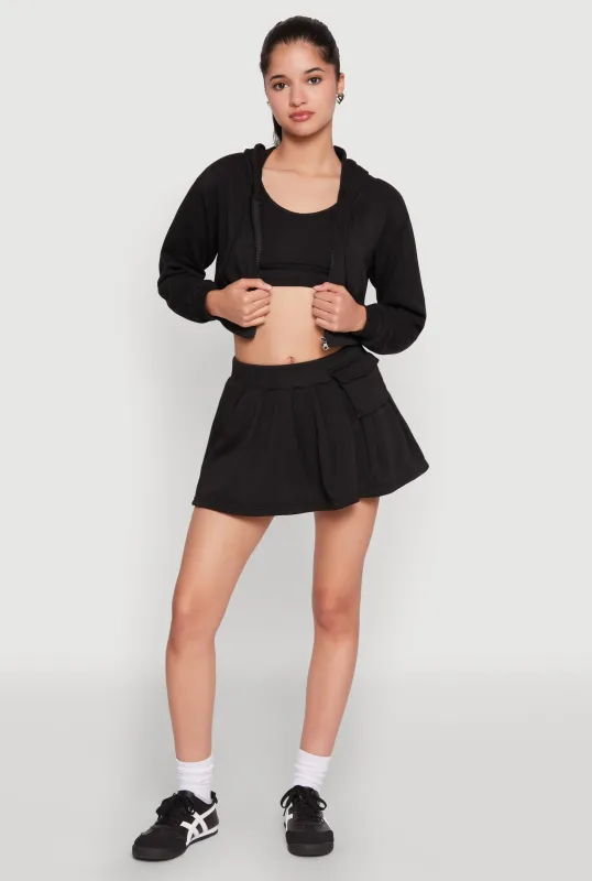 Fleece Lined Pleated Cargo Skort sold by Rainbow