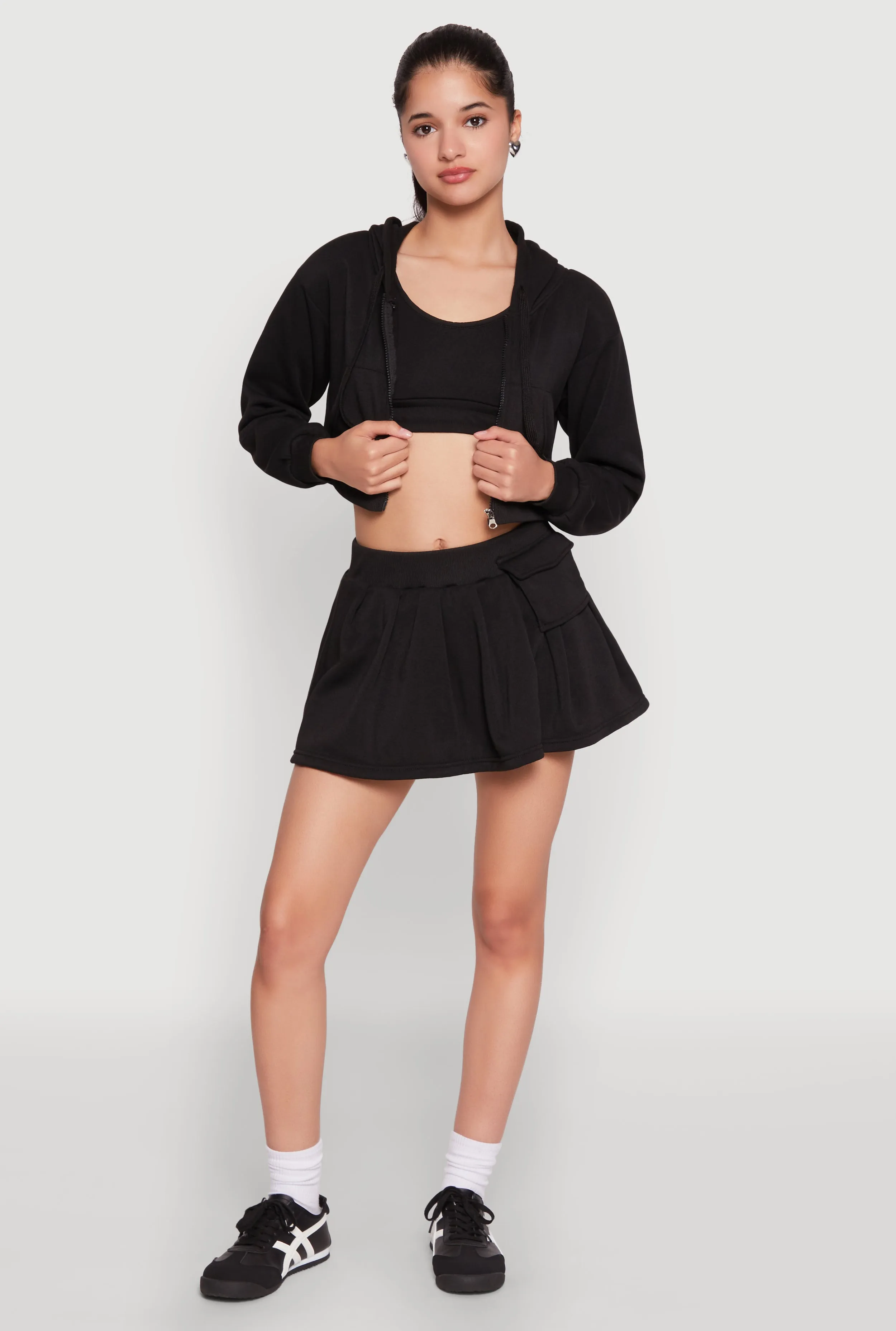 Fleece Lined Pleated Cargo Skort sold by Rainbow