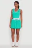 Stylish Pleated Varsity Stripe Skater Dress sold by Rainbow