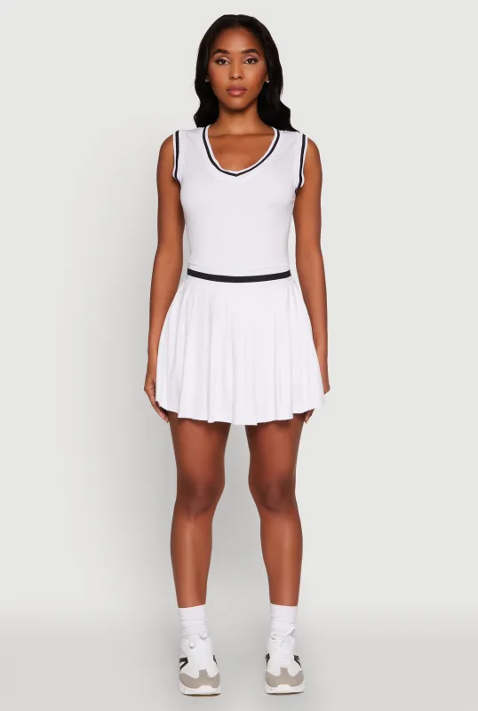 Stylish Pleated Varsity Stripe Skater Dress sold by Rainbow
