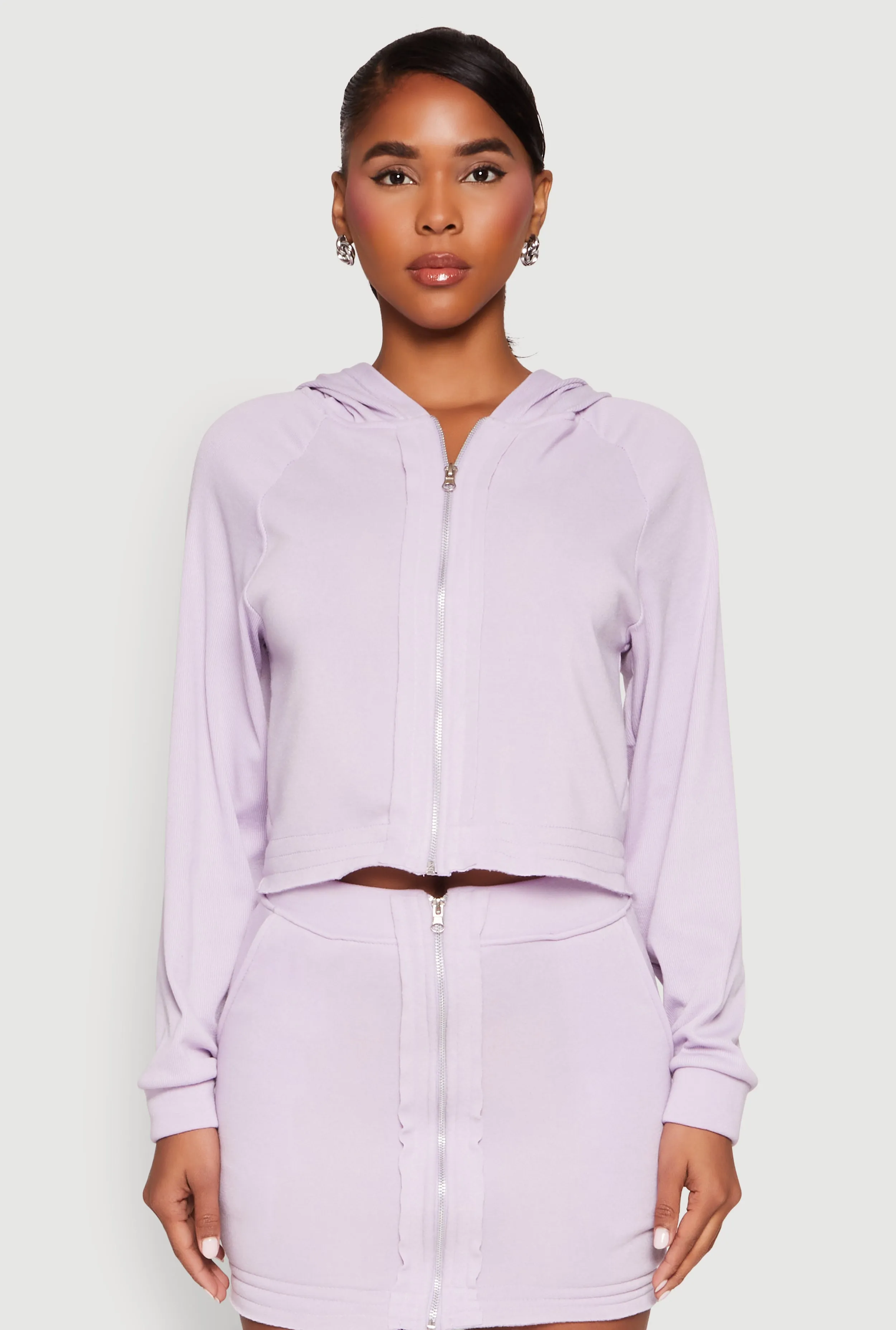 Fleece Lined Rib Knit Zip Front Sweatshirt sold by Rainbow product image thumbnail 3