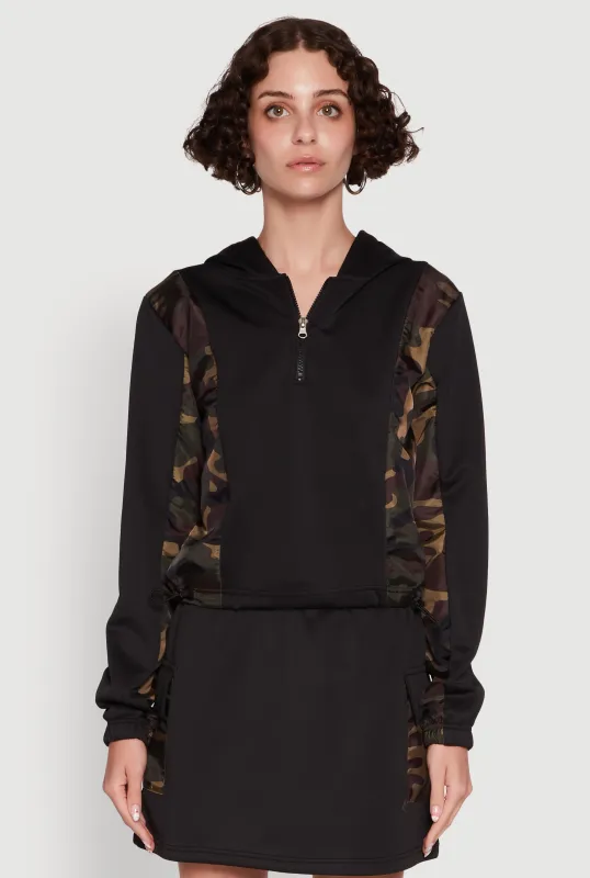 Color Block Quarter Zip Hoodie sold by Rainbow