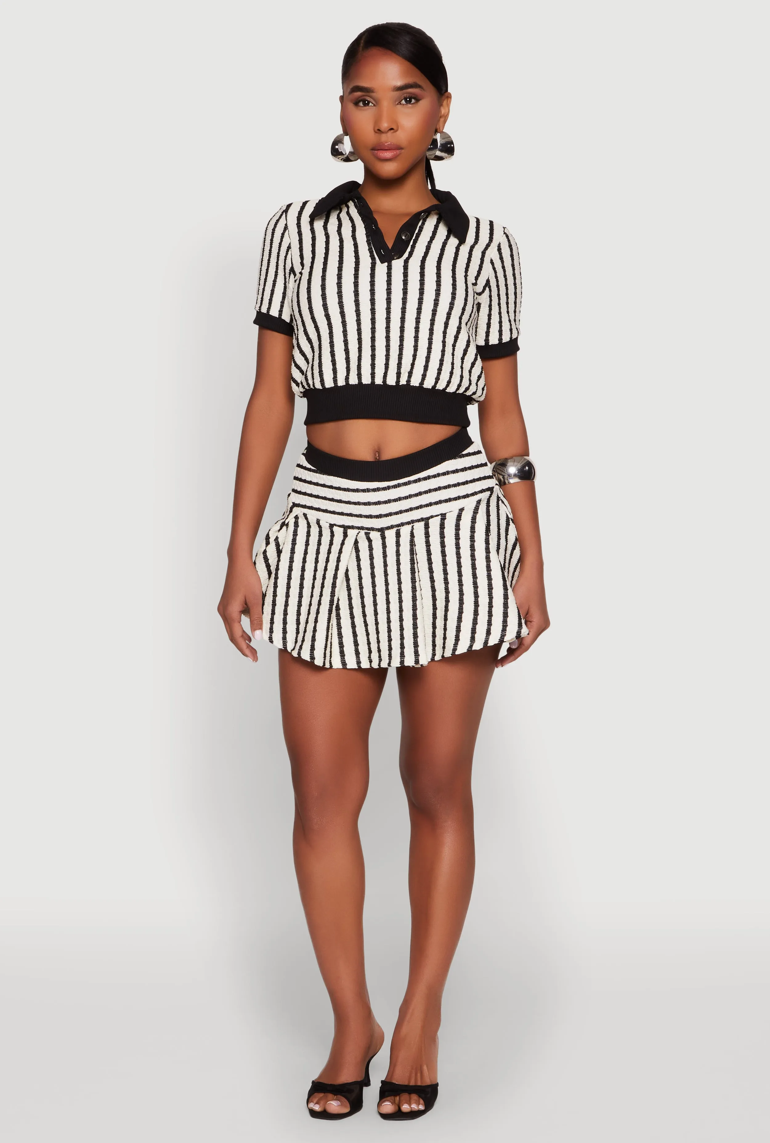 Textured Knit Striped Mini Skirt sold by Rainbow