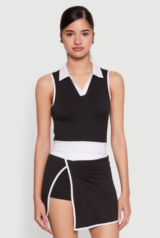Contrast Trim Sleeveless Polo Shirt sold by Rainbow