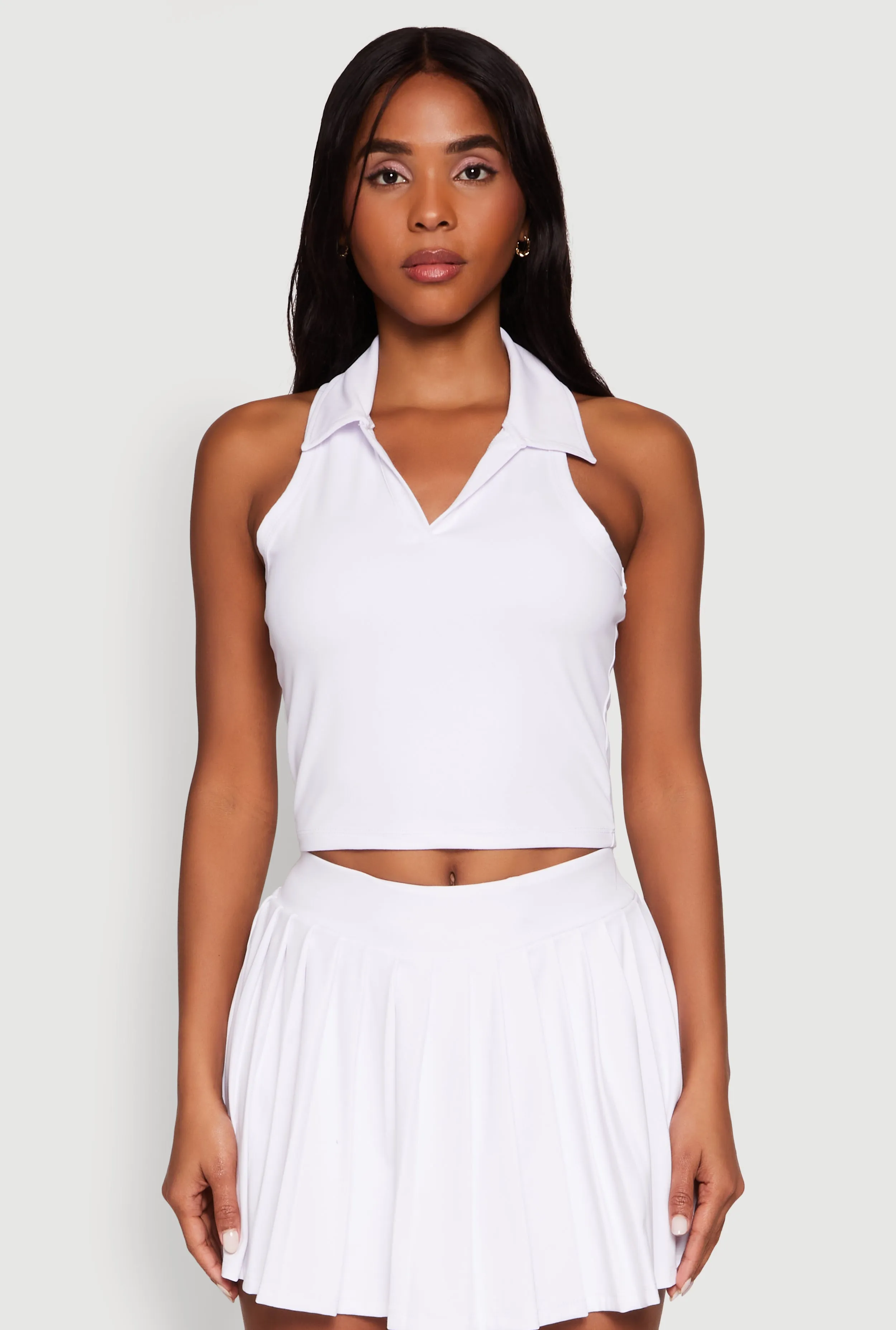 Sleeveless Polo Collar Crop Top sold by Rainbow product image thumbnail 2