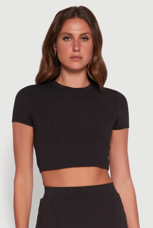 Cut Out Back Crew Neck Crop Top sold by Rainbow
