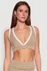 Contrast Trim V Neck Racerback Crop Top sold by Rainbow