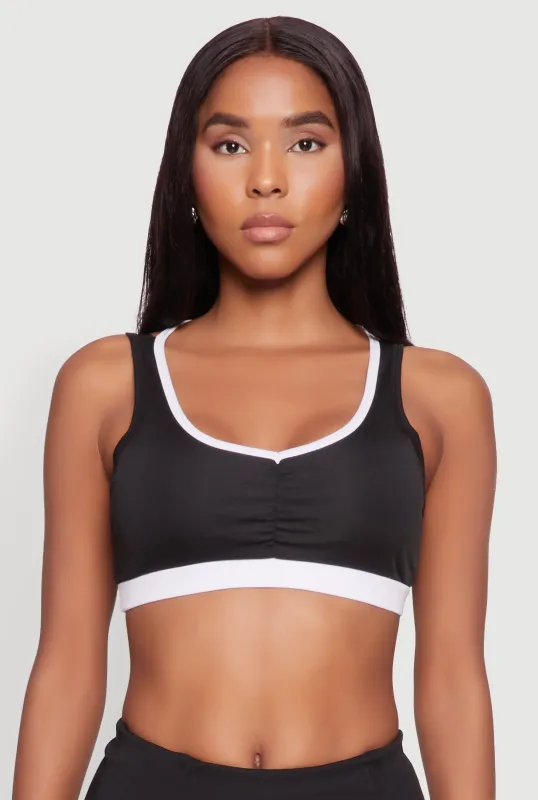 Contrast Trim Caged Back Sports Bra sold by Rainbow