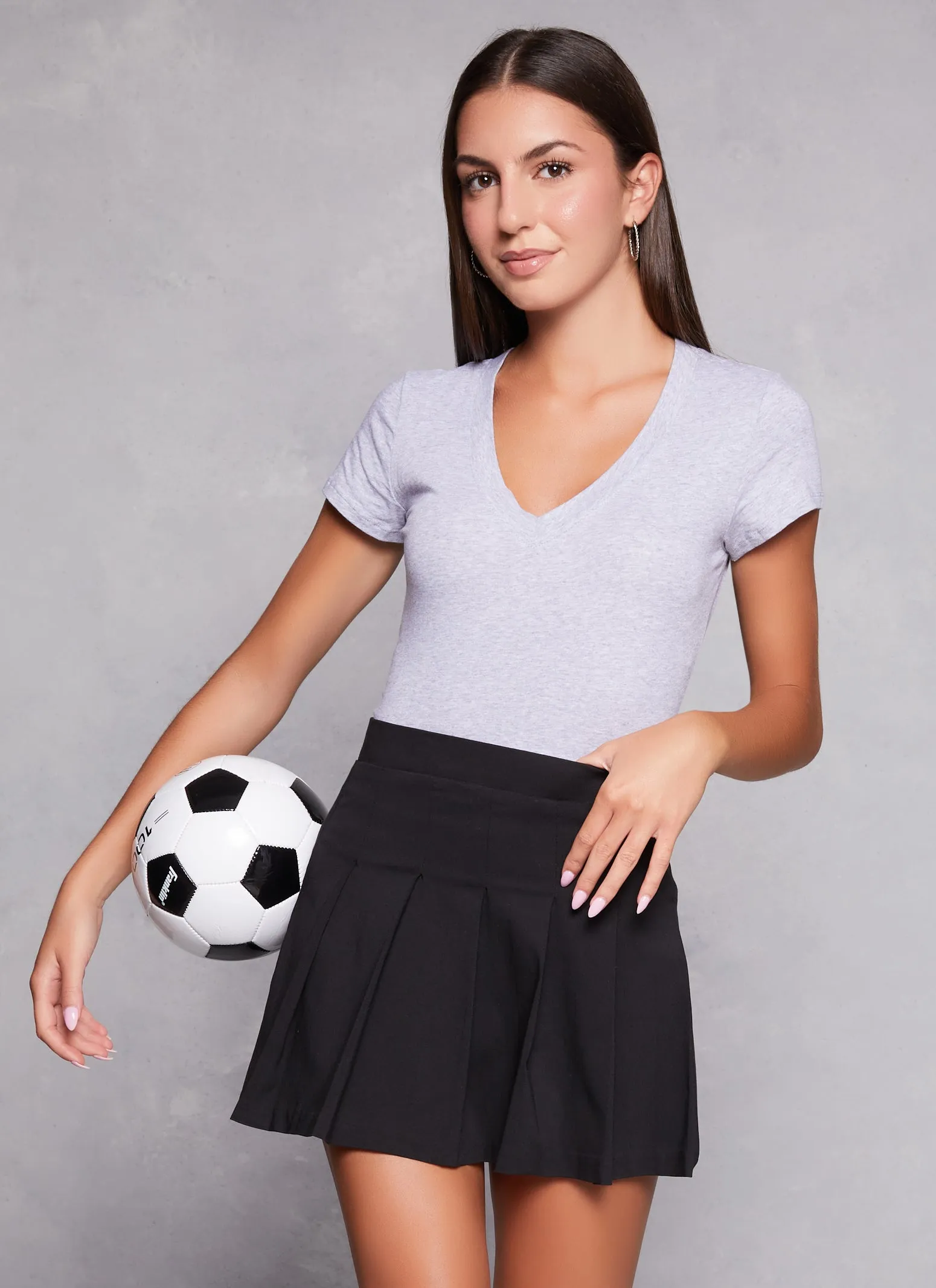 Solid V Neck Short Sleeve Tee sold by Rainbow product image thumbnail 2