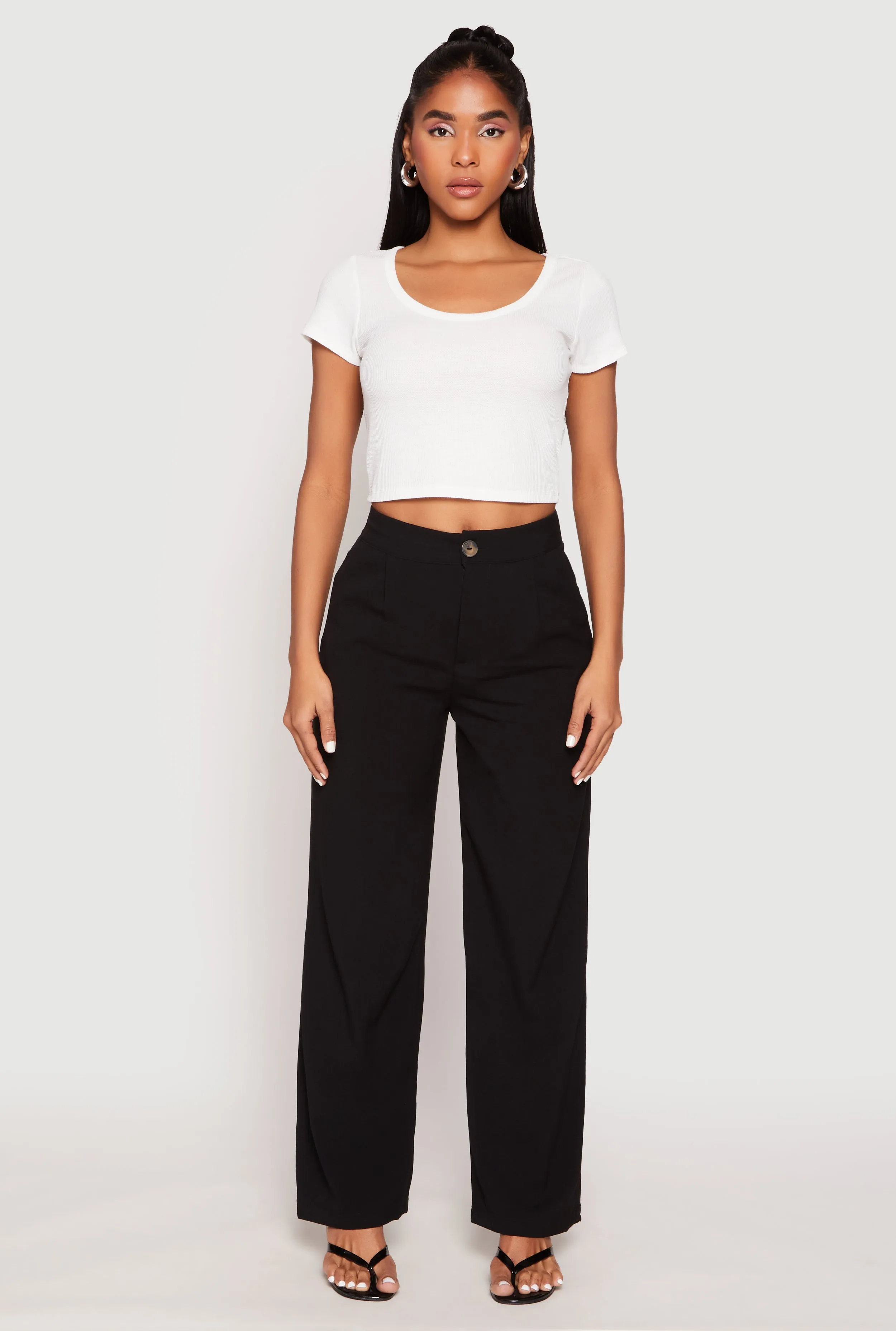 Waffle Knit Short Sleeve Crop Top sold by Rainbow product image thumbnail 3