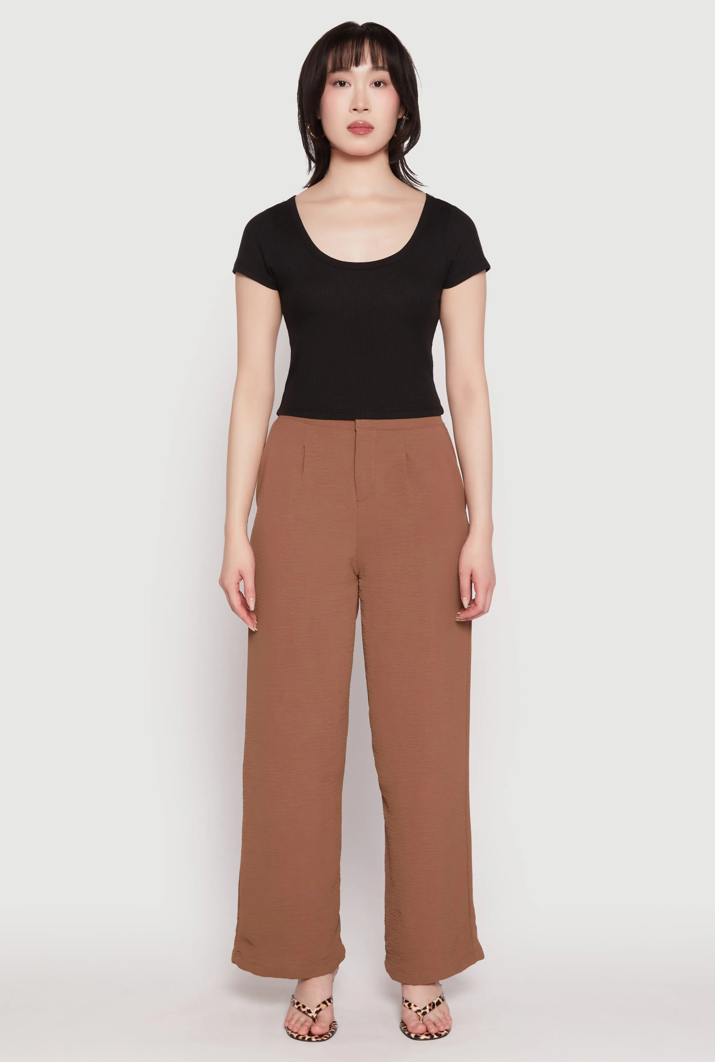 Waffle Knit Short Sleeve Crop Top sold by Rainbow