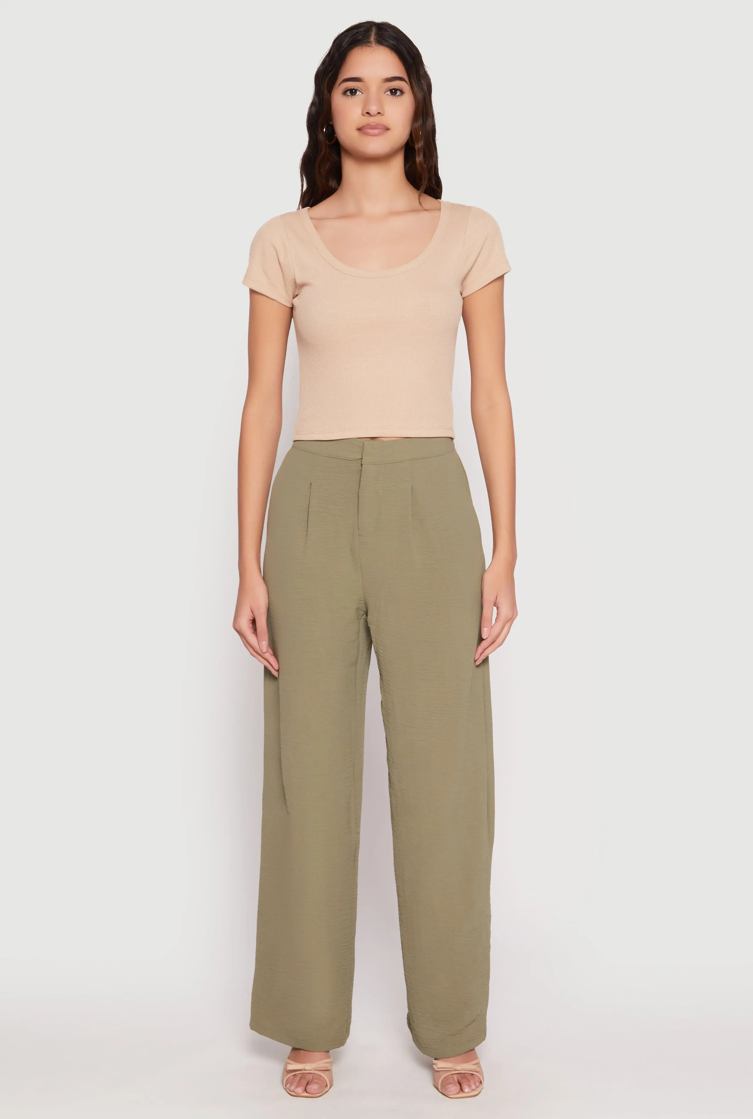 Waffle Knit Short Sleeve Crop Top sold by Rainbow product image thumbnail 5